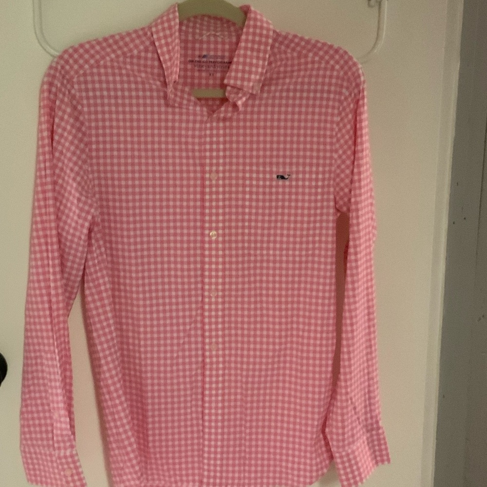 Vineyard Vines Men's Pink Checkered Shirt